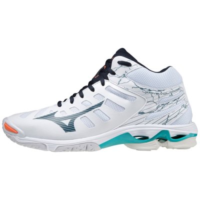 Zapatillas Para Voleibol Mizuno WAVE Voltage Mid Hombre - Blancos / Azules Claro - Chile M295VSBRFI